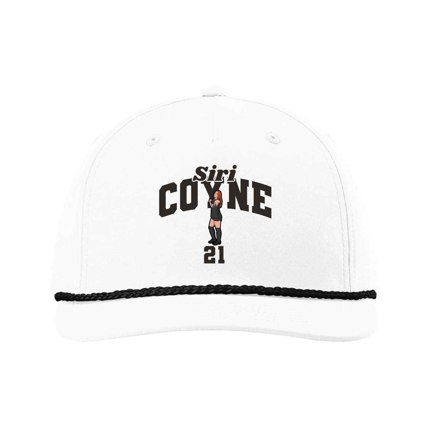 Five-Panel Classic Rope Cap — Signature Arch in White