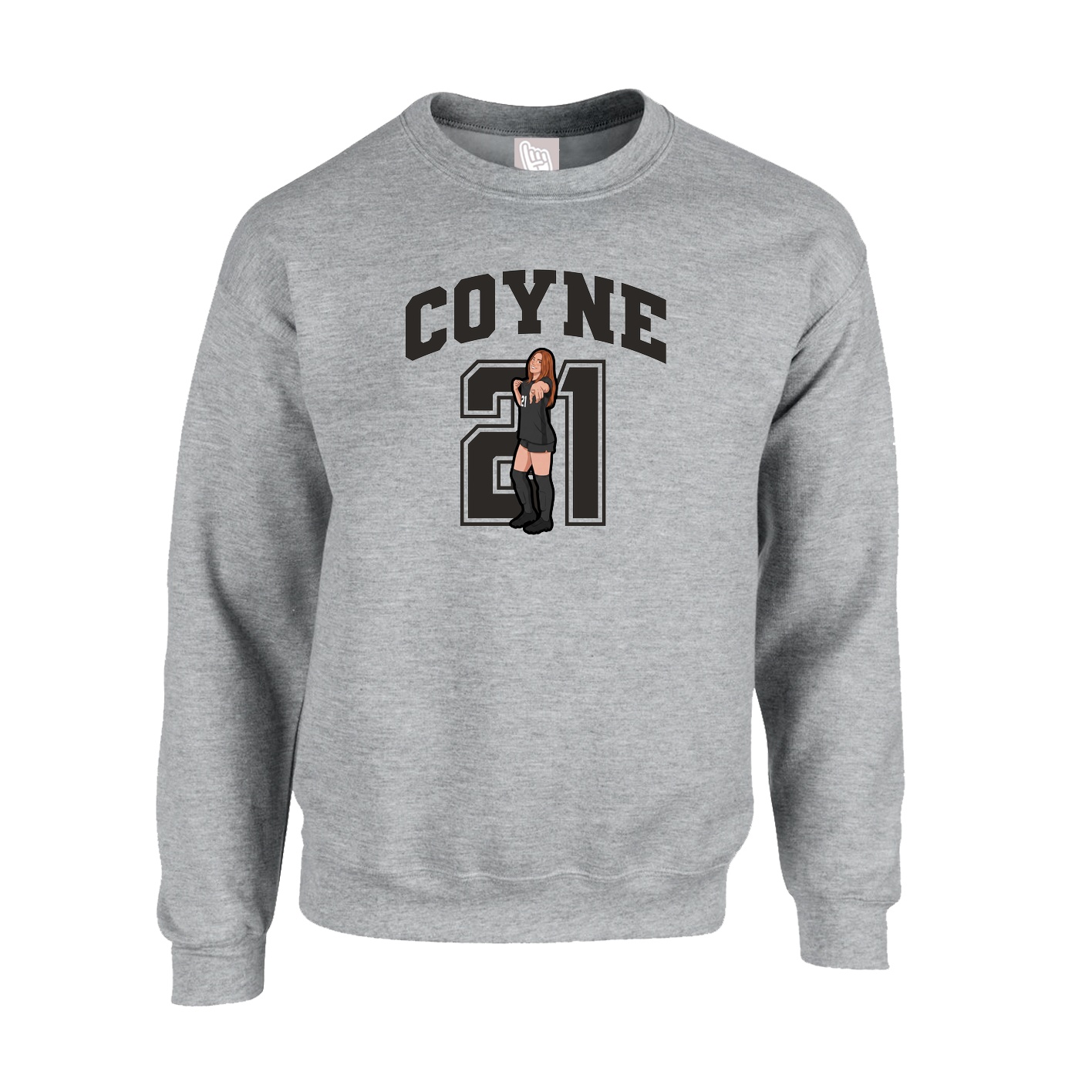 Fleece Crew — Number in Grey