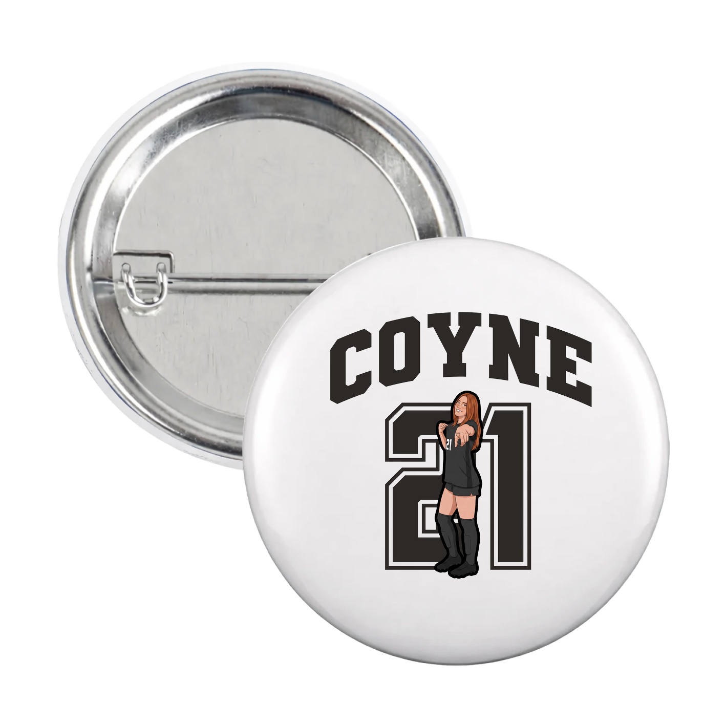Game Day Button — Number in White