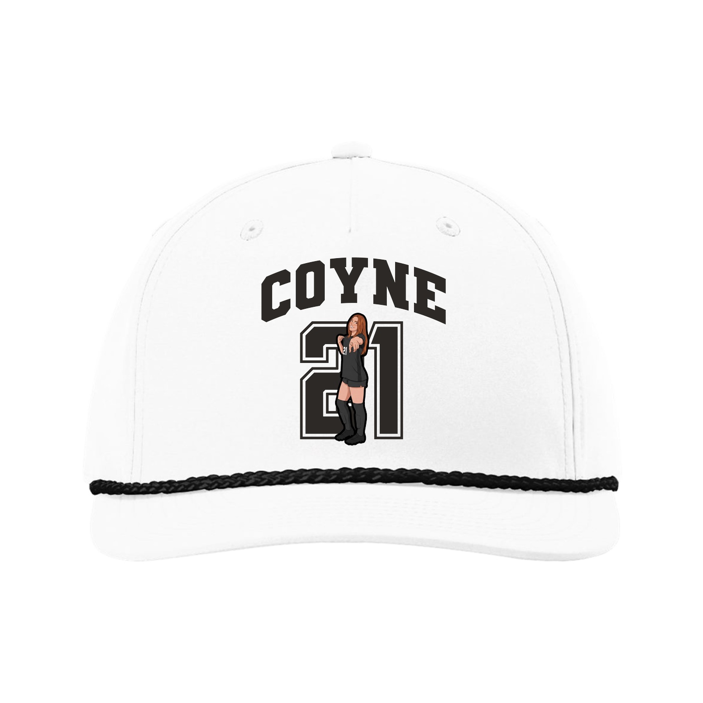 Five-Panel Classic Rope Cap — Number in White