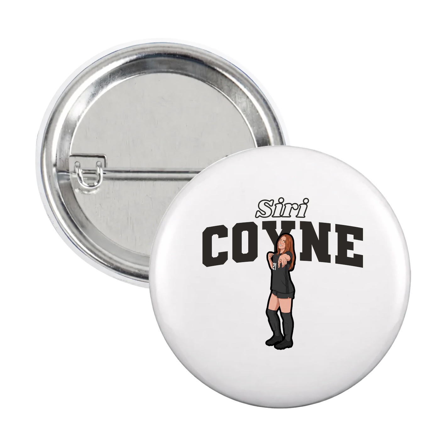 Game Day Button — Name Arch in White
