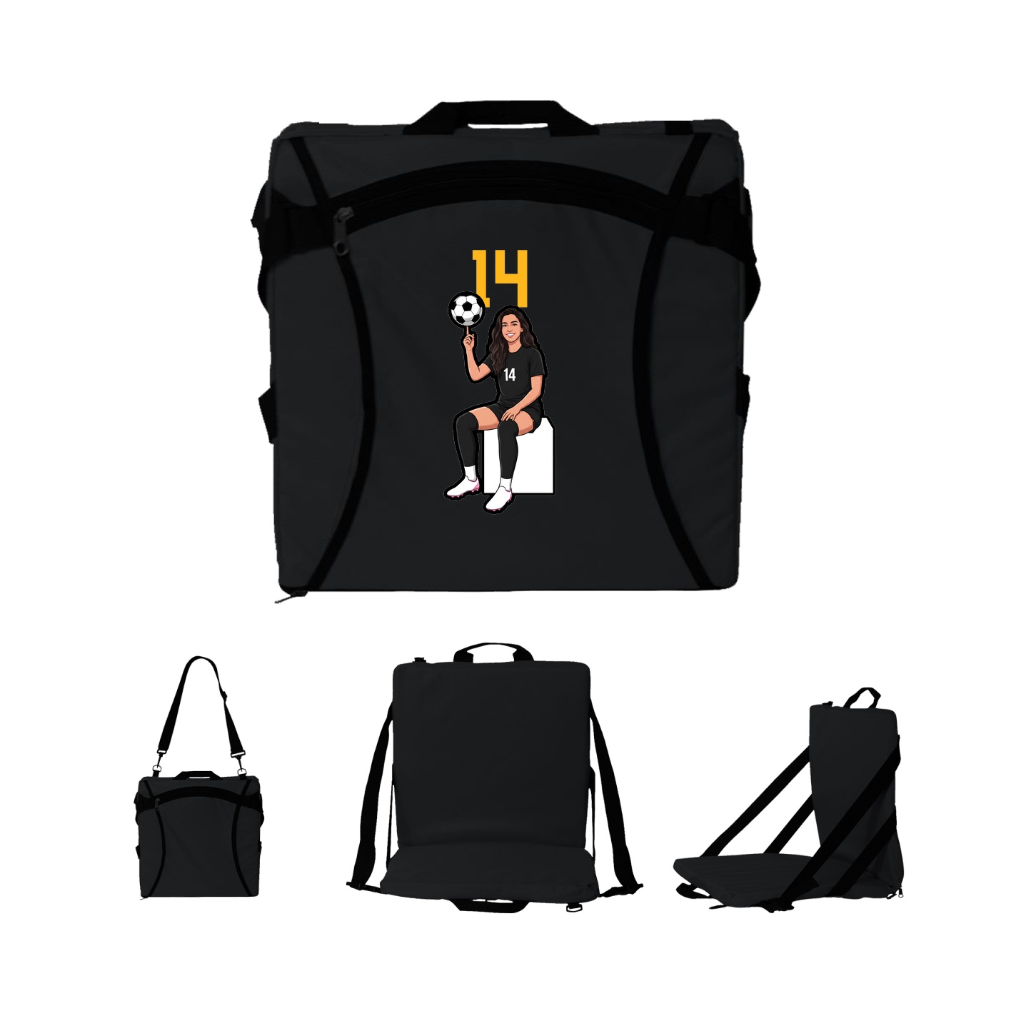 Folding Stadium Seat — Number Top in Black