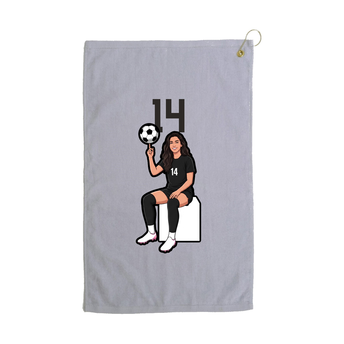 Golf Towel — Number Top in Grey