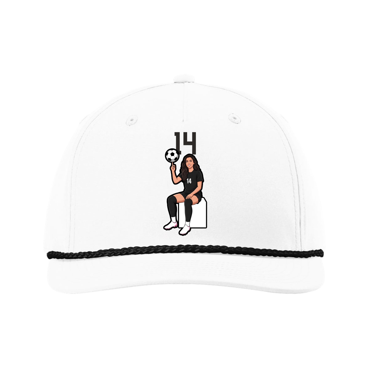 Five-Panel Classic Rope Cap — Number Top in White