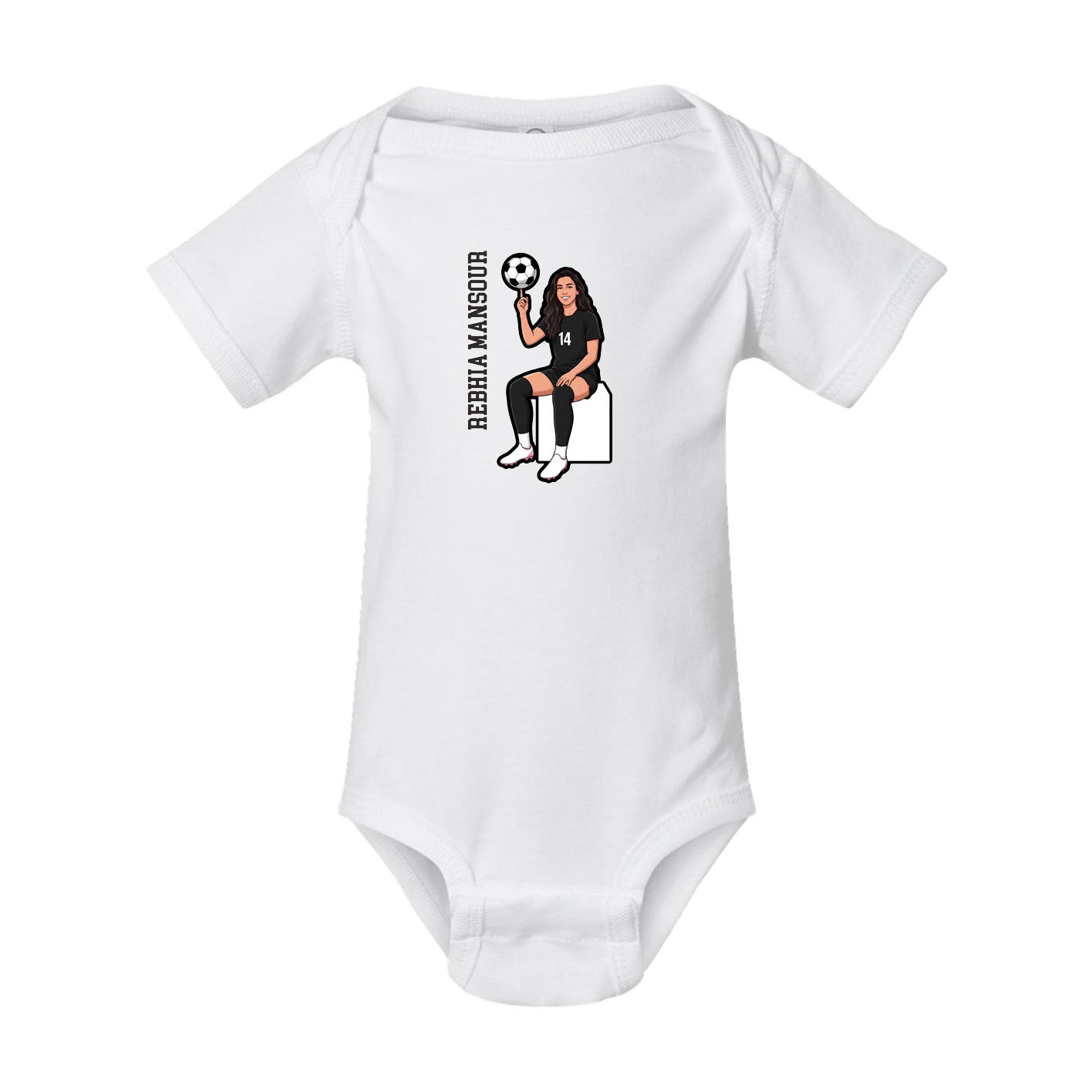 Baby Onesie — Name Vertical in White
