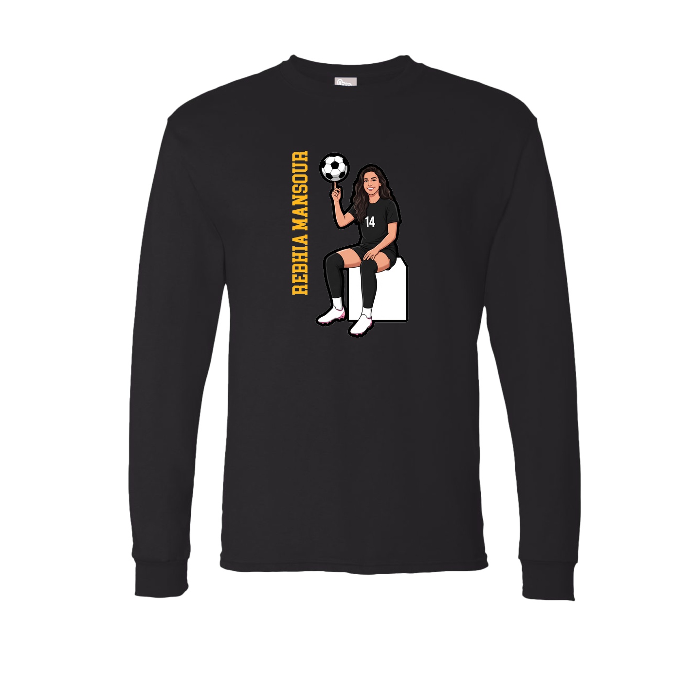 Long Sleeve Tee — Name Vertical in Black
