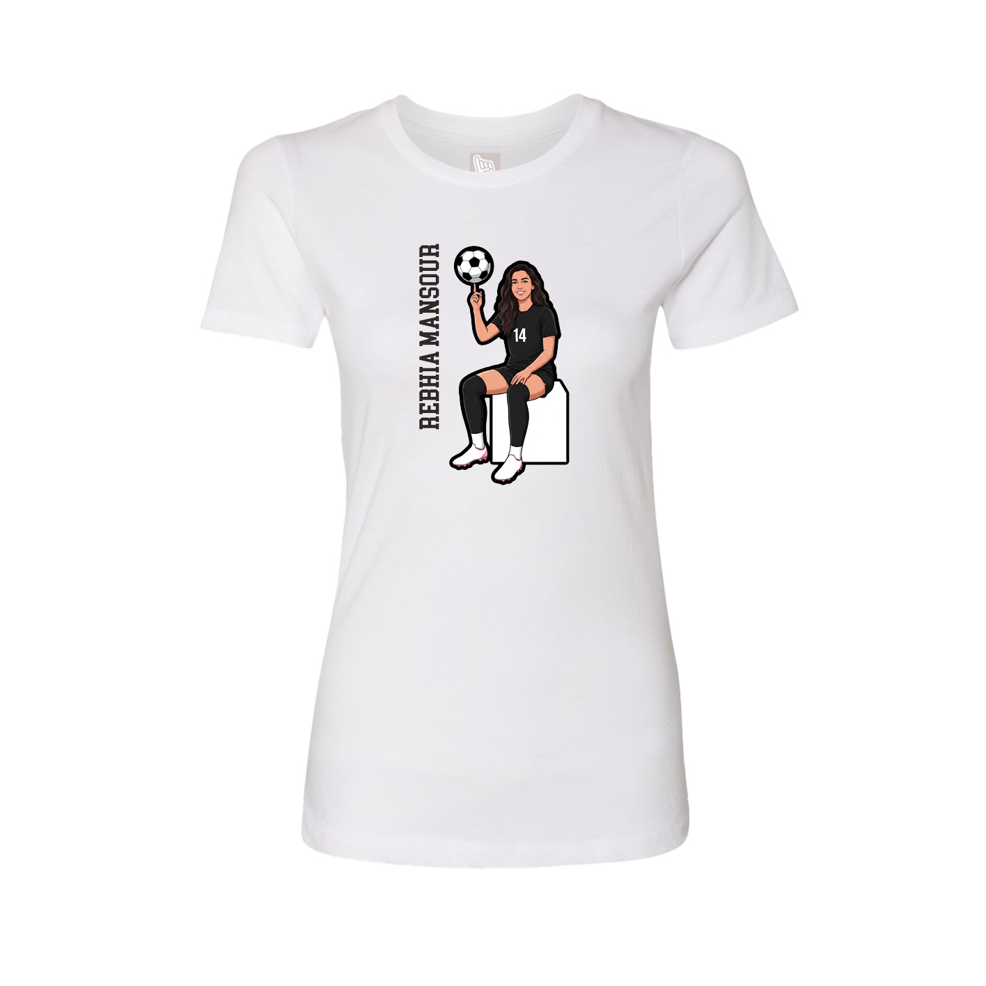 Fitted Women's Tee — Name Vertical in White