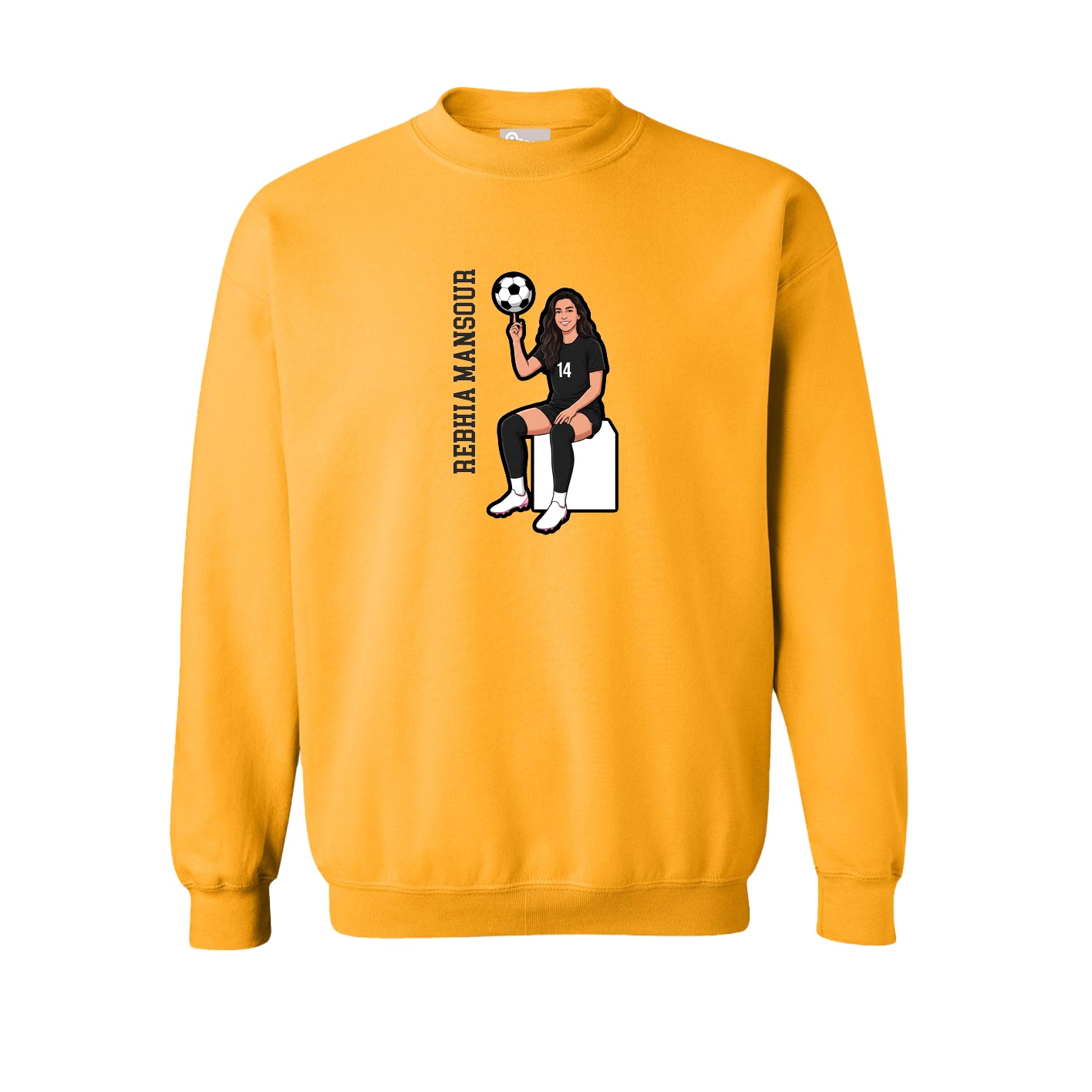 Fleece Crew — Name Vertical in Gold