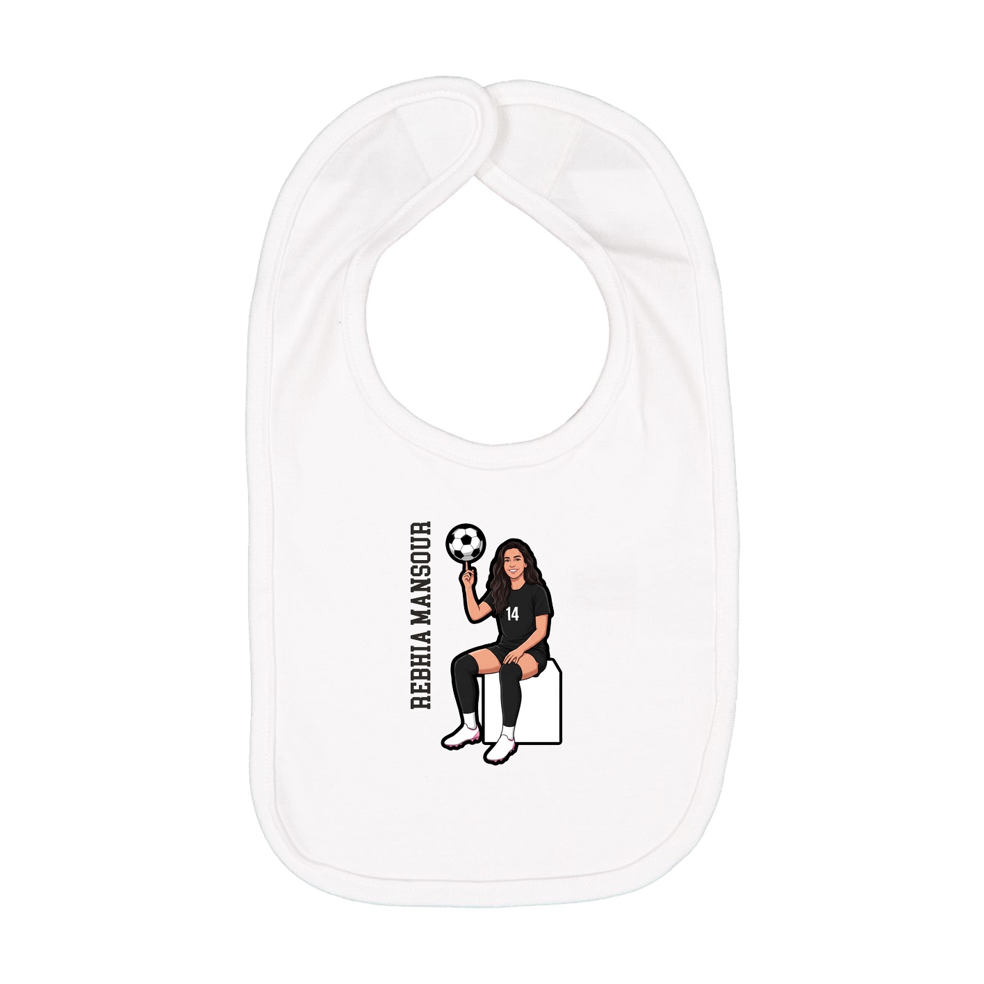 Infant Bib — Name Vertical in White