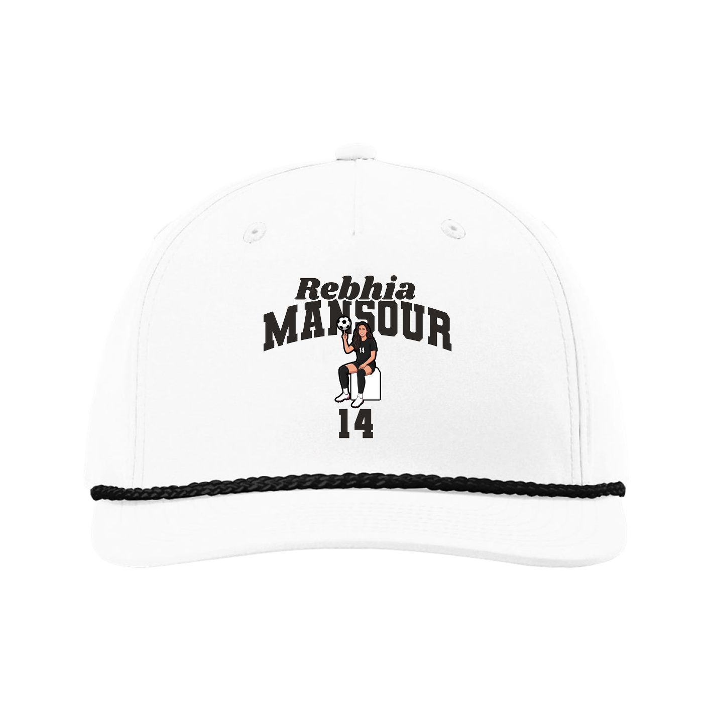 Five-Panel Classic Rope Cap — Signature Arch in White