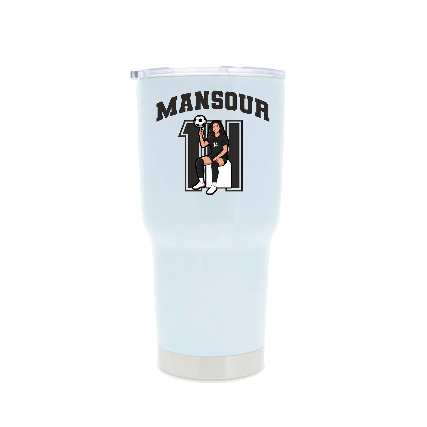 30oz Stainless Steel Tumbler — Number in White