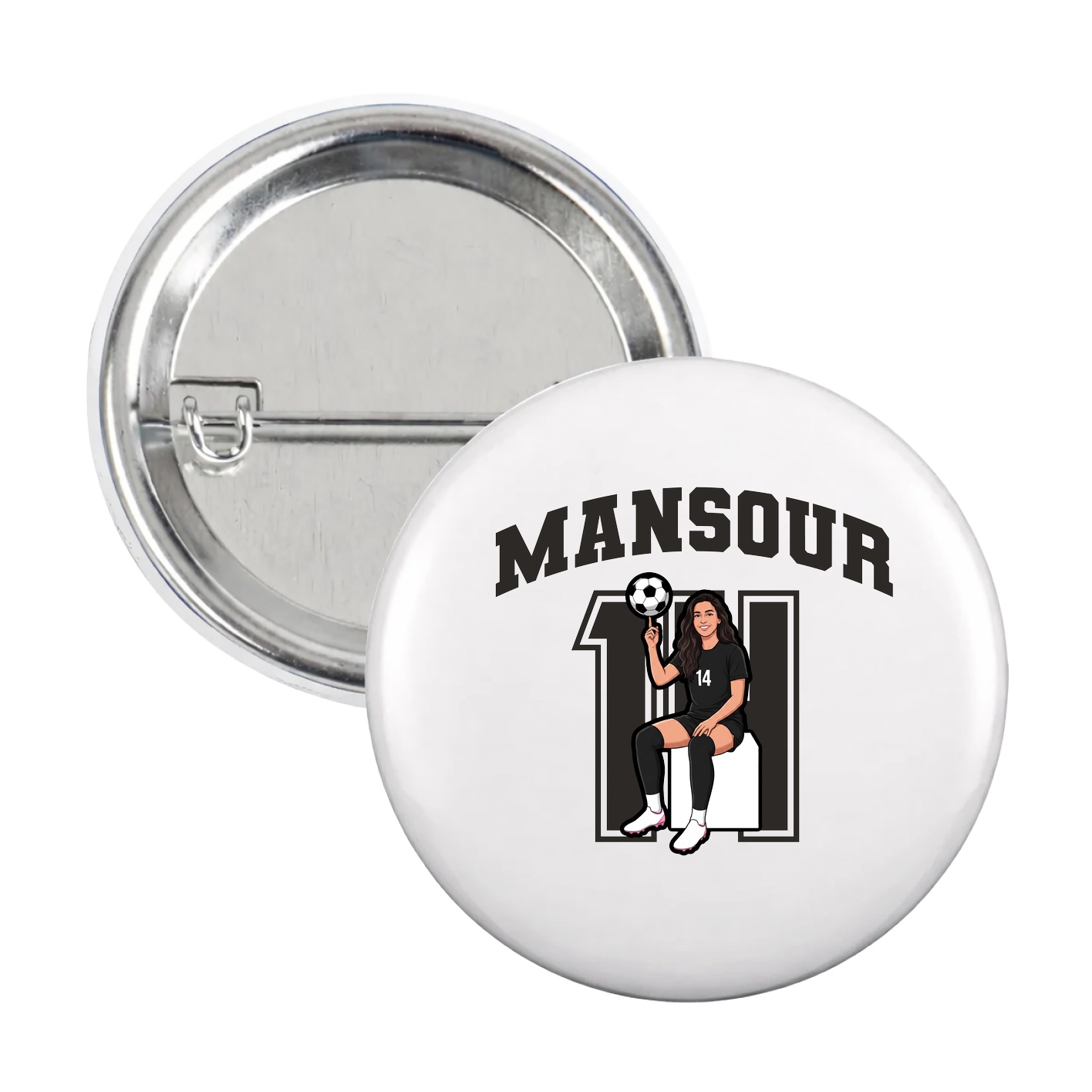 Game Day Button — Number in White