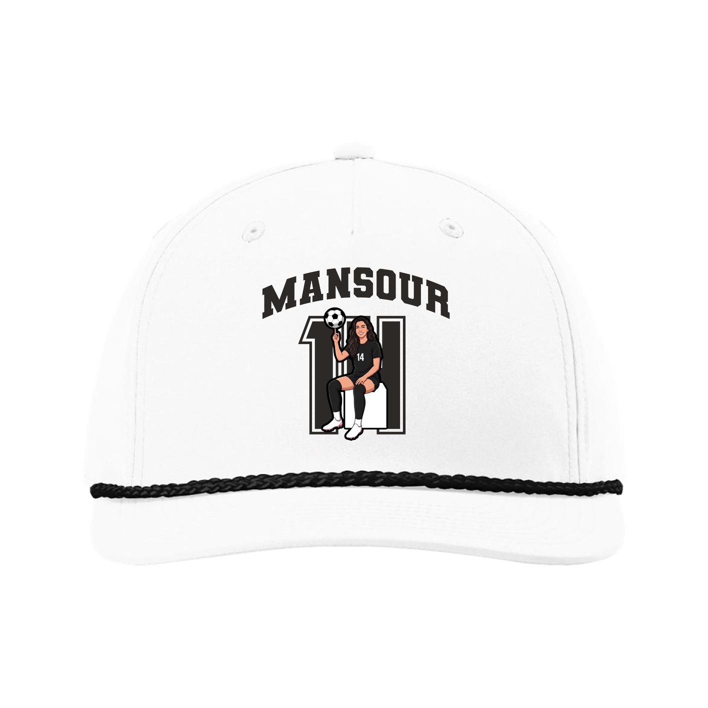 Five-Panel Classic Rope Cap — Number in White