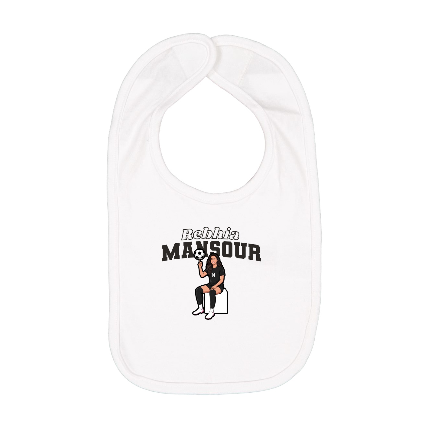 Infant Bib — Name Arch in White