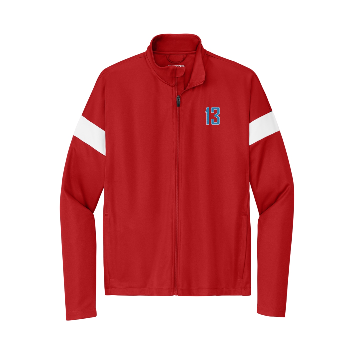 Team Travel Full-Zip Jacket — Front Shirsy in Cardinal/White