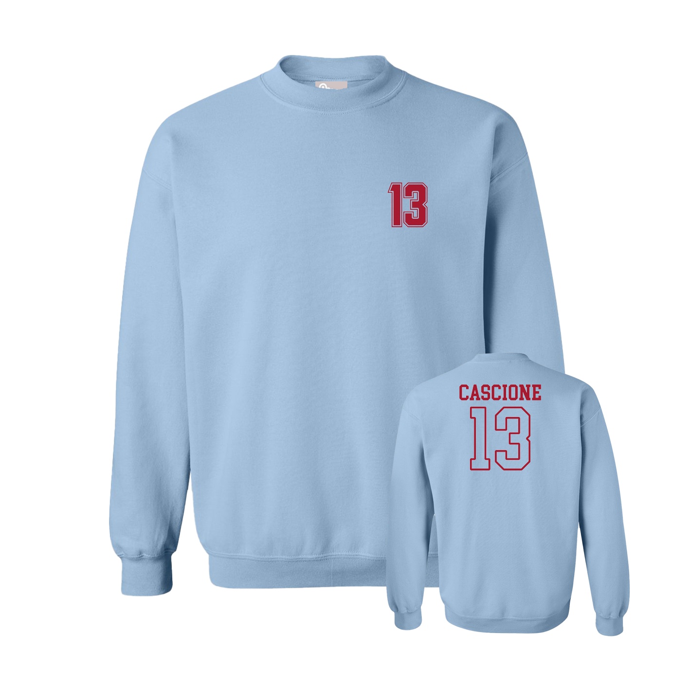 Fleece Crew — Chest Back in Light Blue