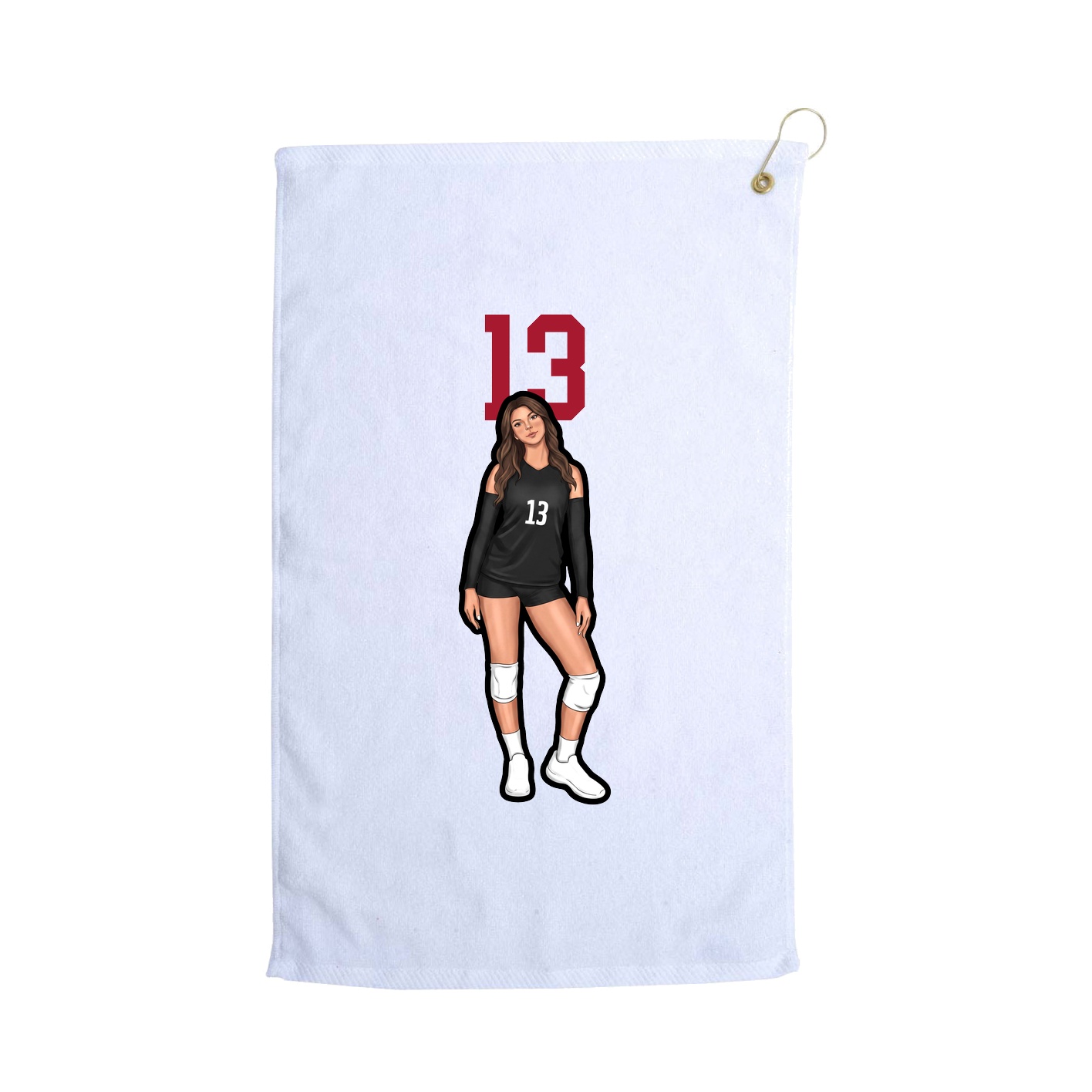 Golf Towel — Number Top in White