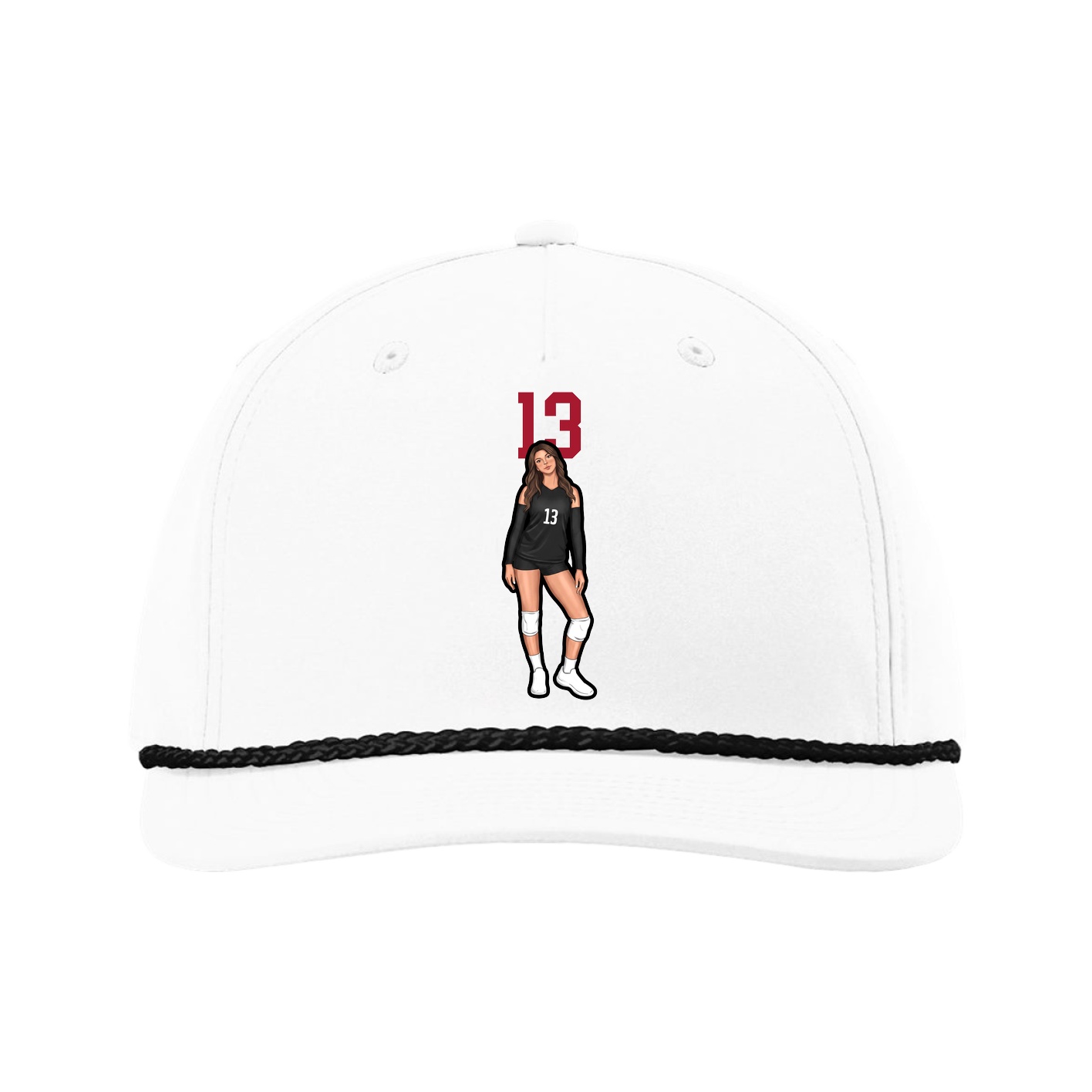 Five-Panel Classic Rope Cap — Number Top in White