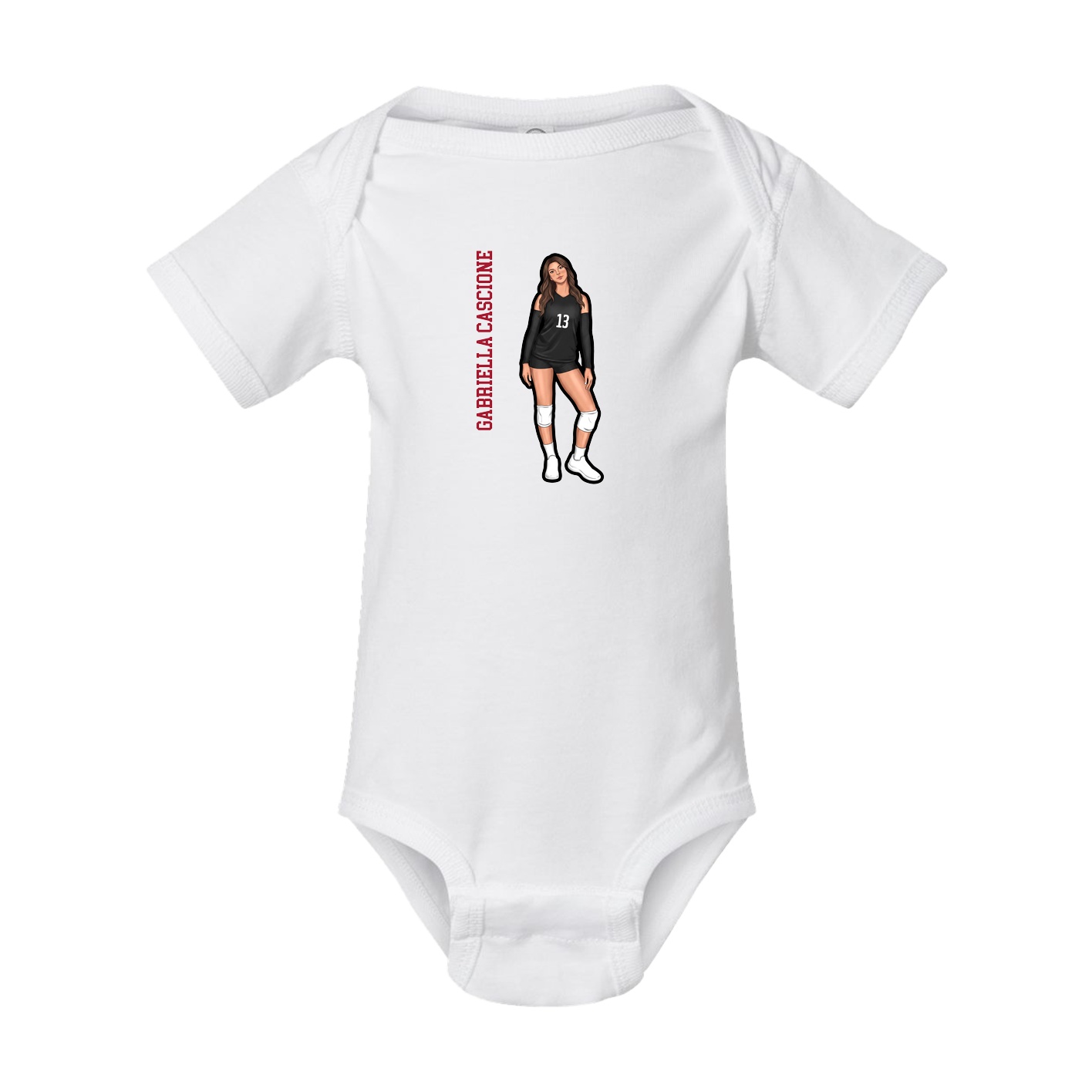 Baby Onesie — Name Vertical in White