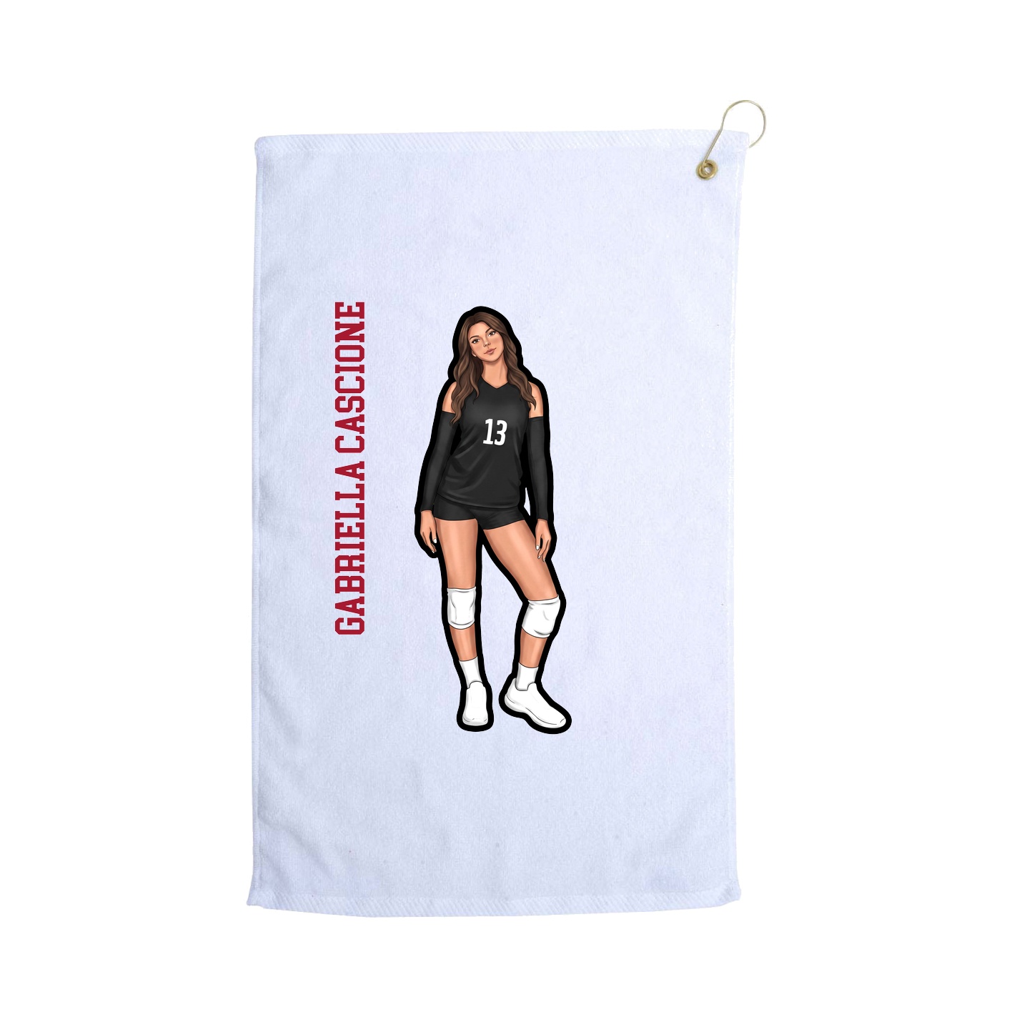 Golf Towel — Name Vertical in White