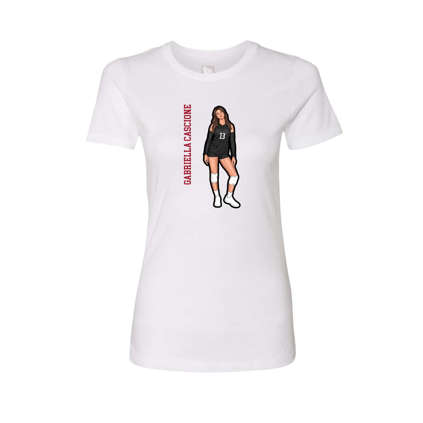 Fitted Women's Tee — Name Vertical in White