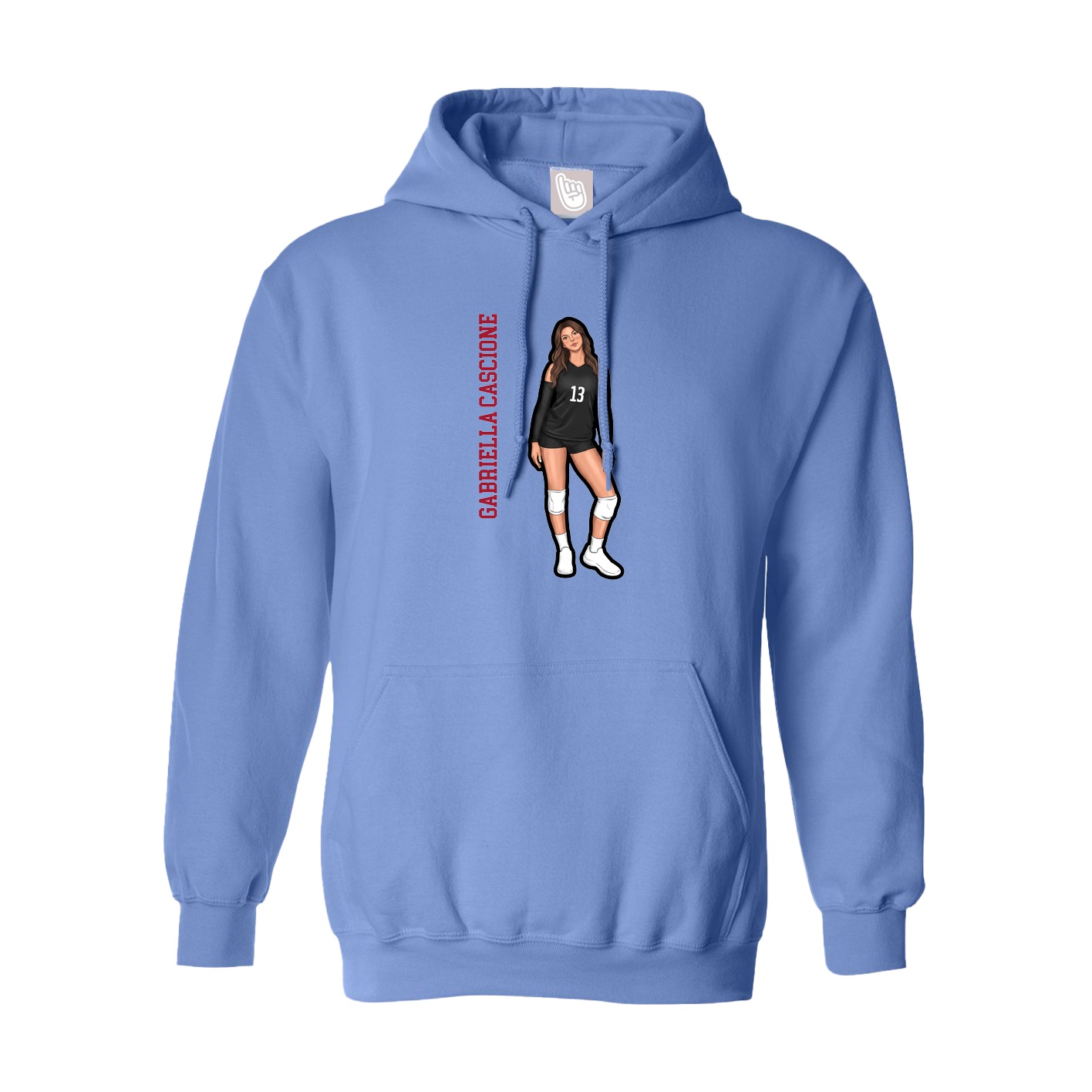 Youth Hoodie — Name Vertical in Powder Blue