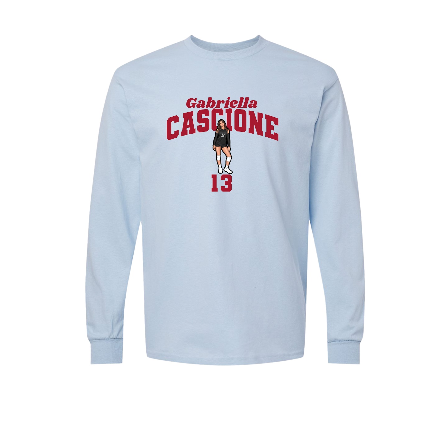 Long Sleeve Tee — Signature Arch in Light Blue