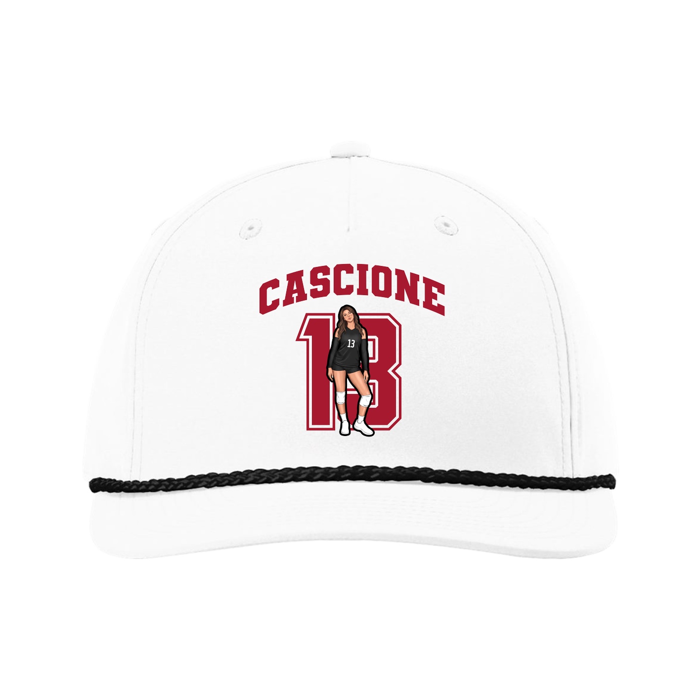 Five-Panel Classic Rope Cap — Number in White