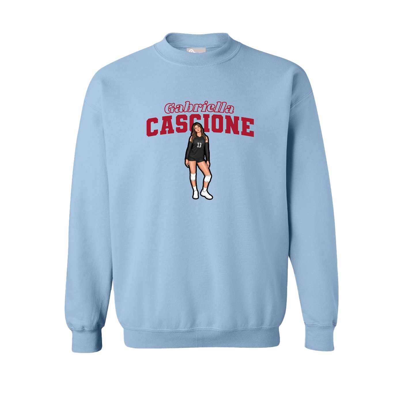 Fleece Crew — Name Arch in Light Blue