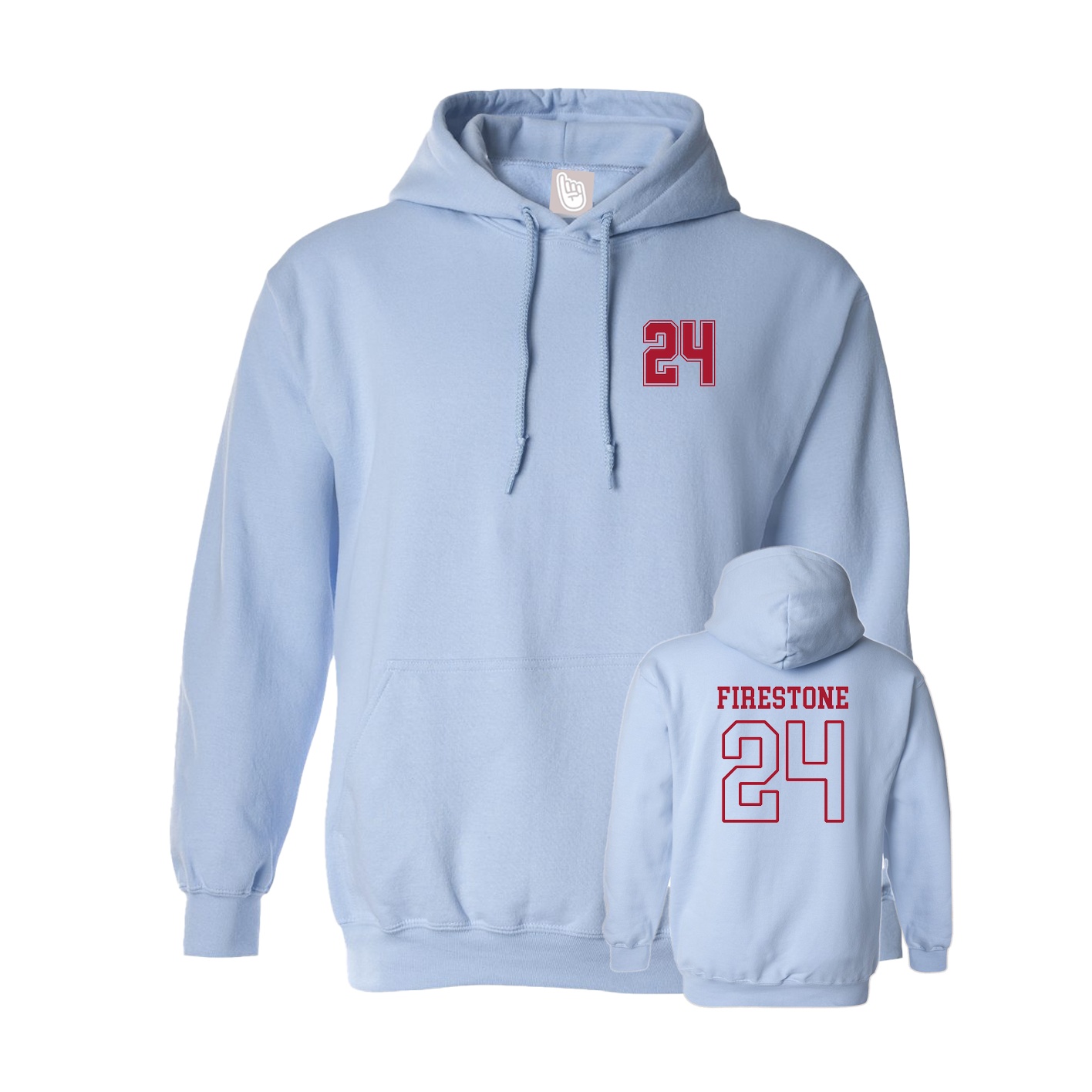 Hoodie — Chest Back in Light Blue