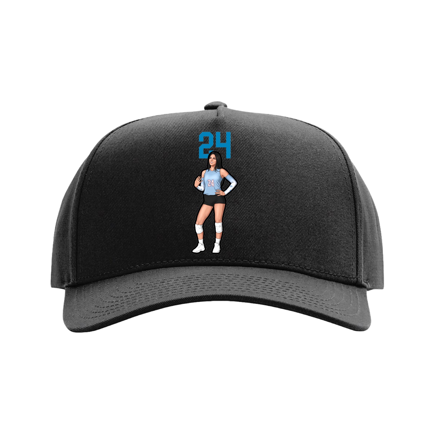 Full Fabric Five-Panel Champ Cap — Number Top in Black