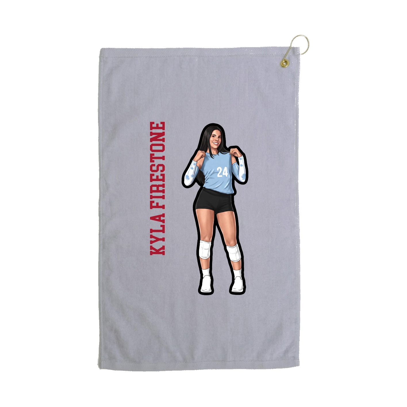 Golf Towel — Name Vertical in Grey