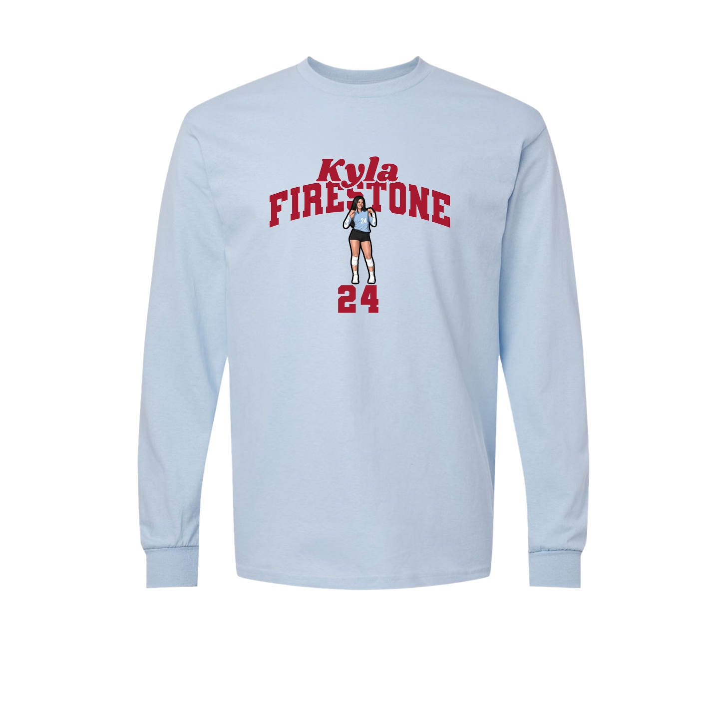 Long Sleeve Tee — Signature Arch in Light Blue