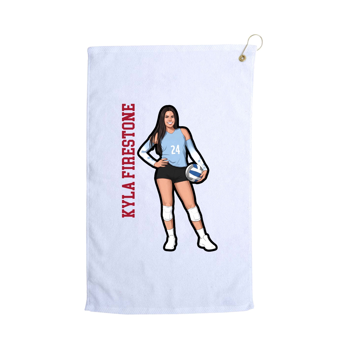 Golf Towel — Name Vertical in White