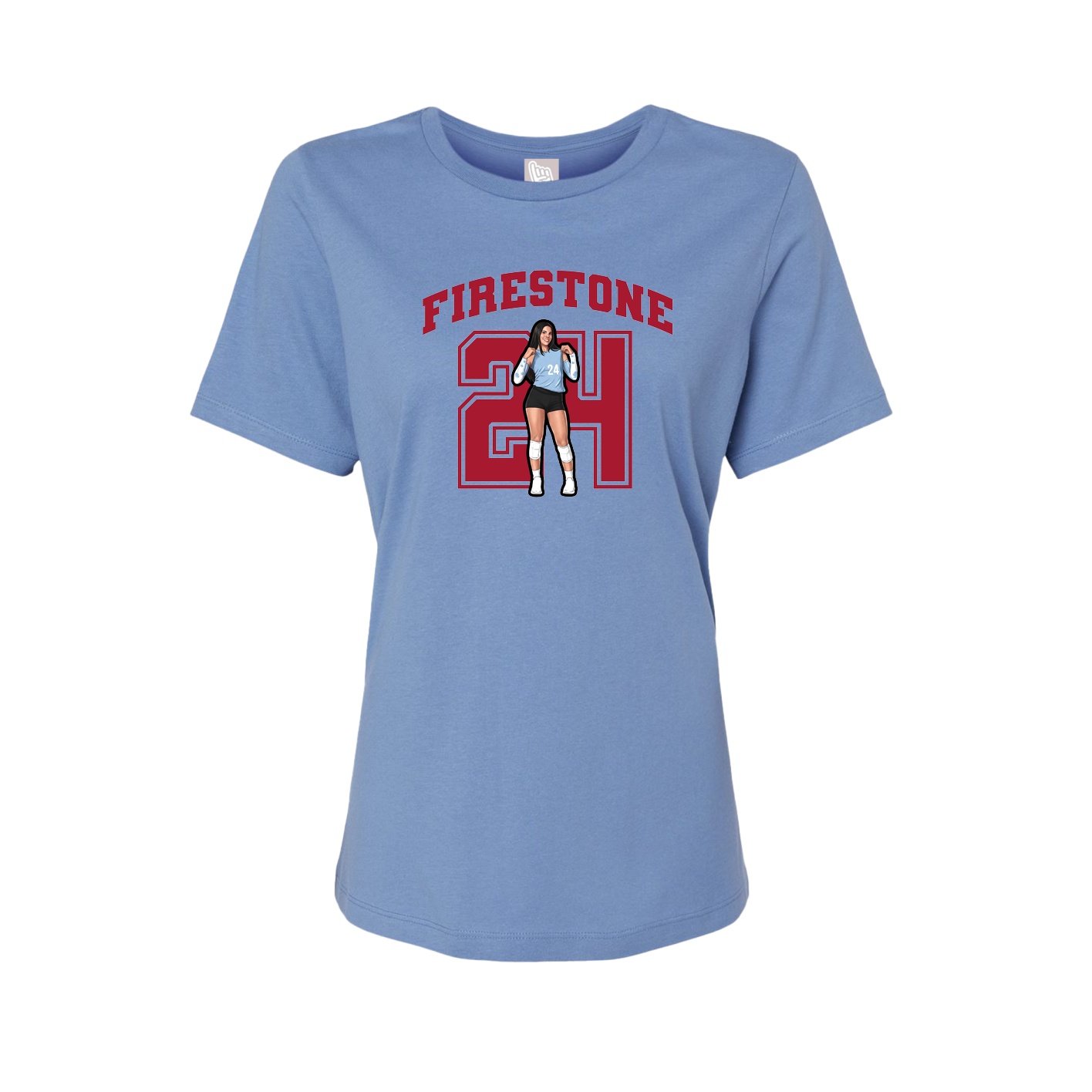 Fitted Women's Tee — Number in Powder Blue