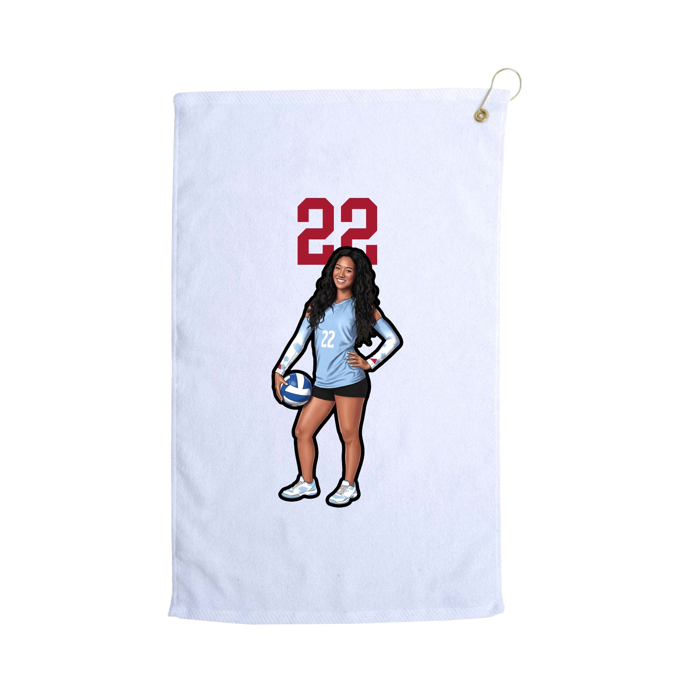 Golf Towel — Number Top in White