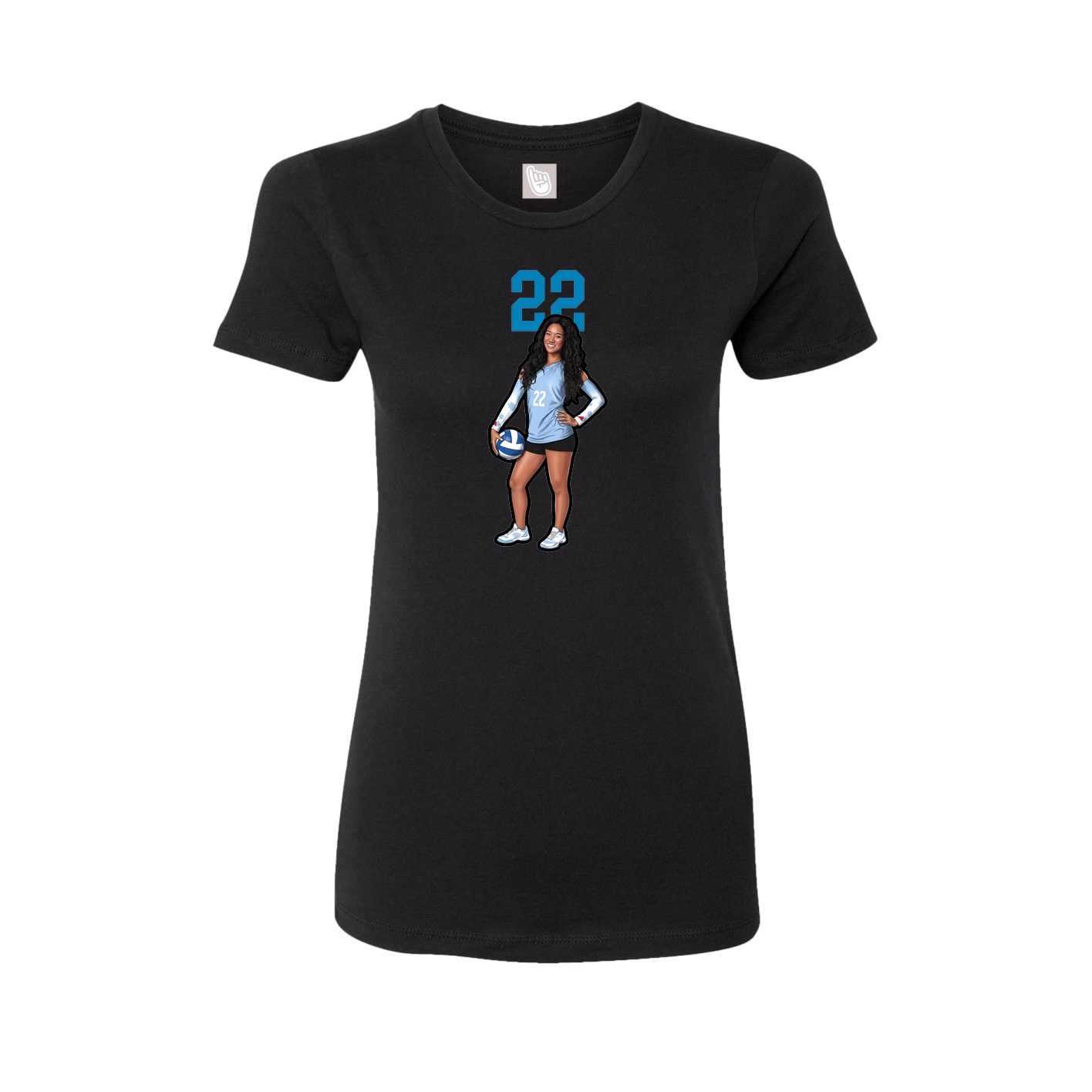 Fitted Women's Tee — Number Top in Black