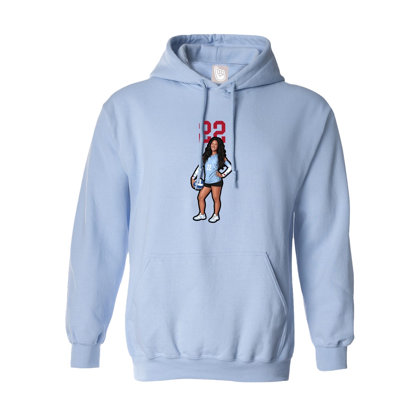 Hoodie — Number Top in Light Blue