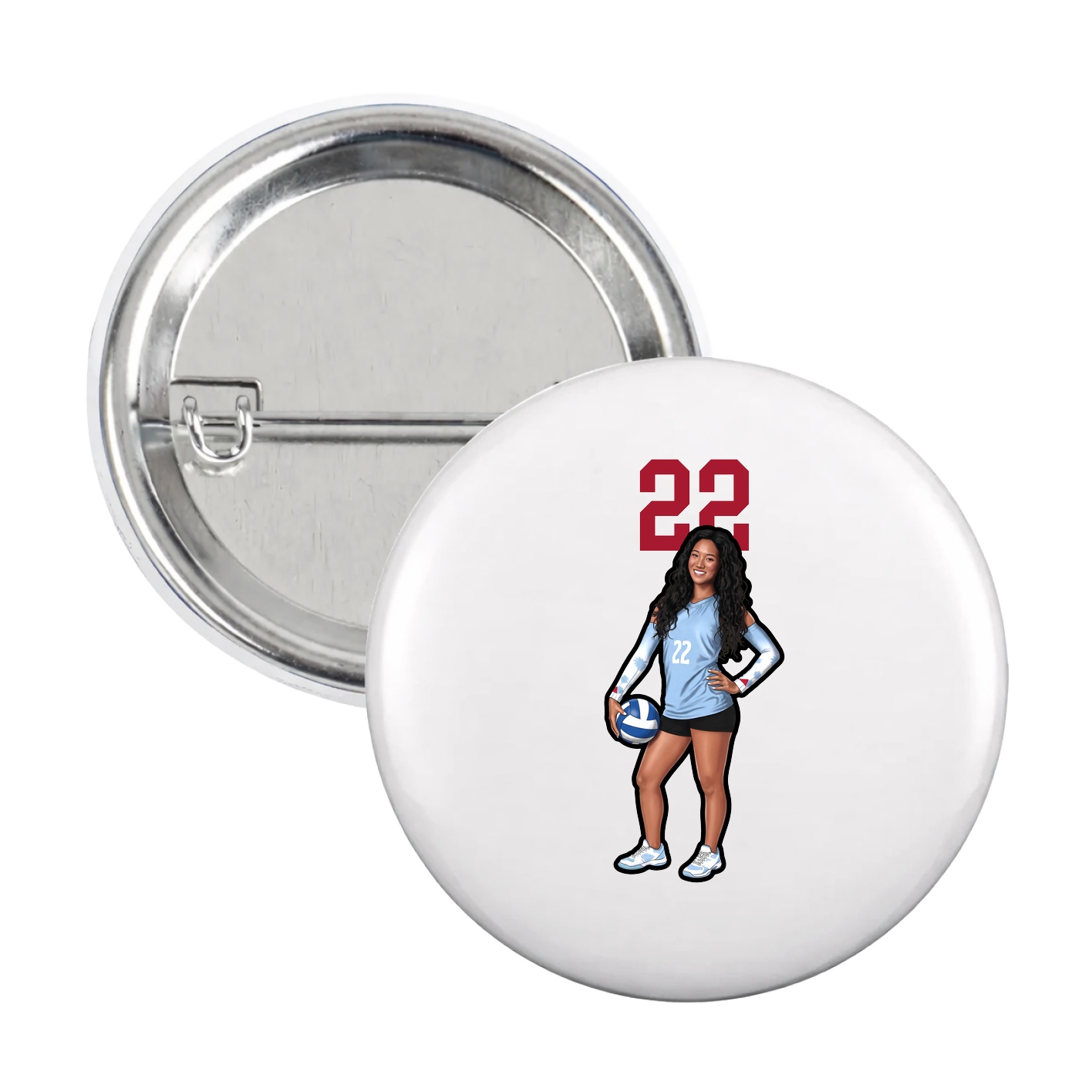 Game Day Button — Number Top in White