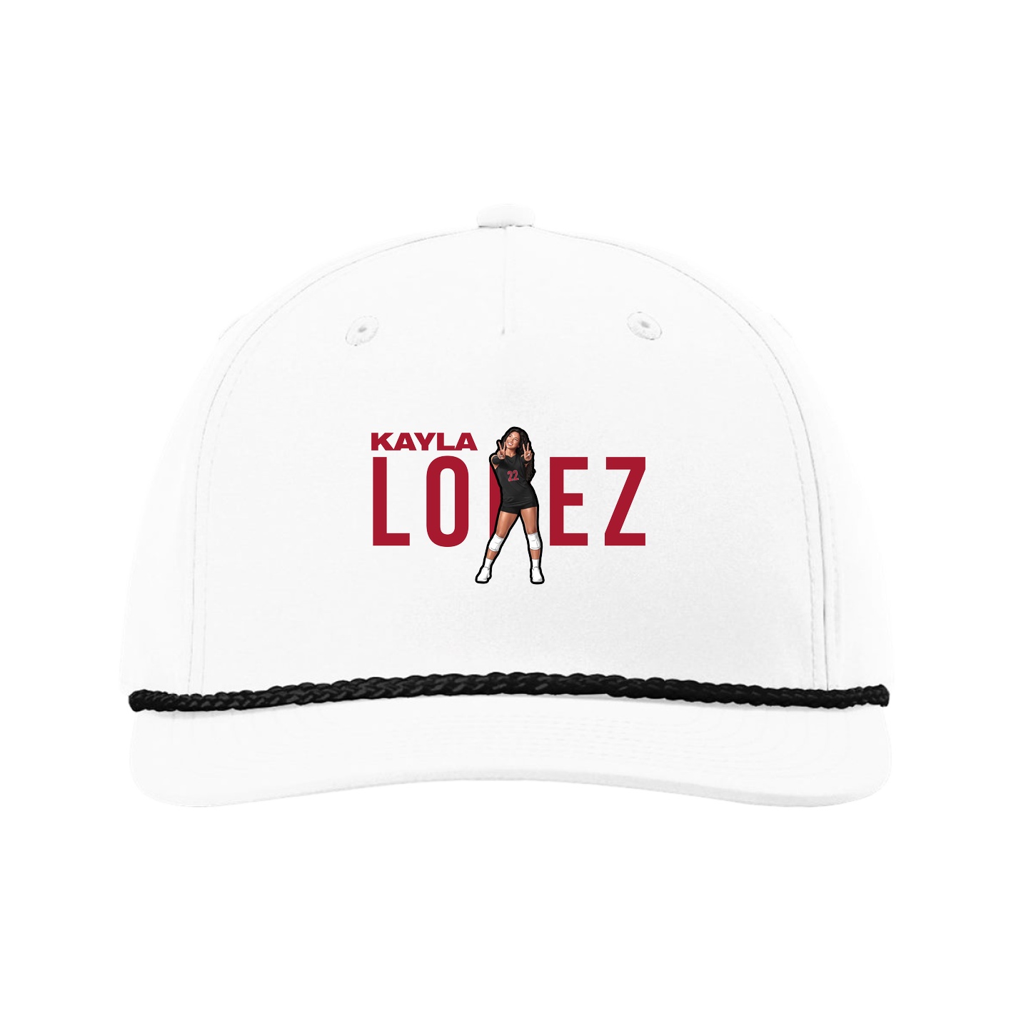 Five-Panel Classic Rope Cap — Player Name in White