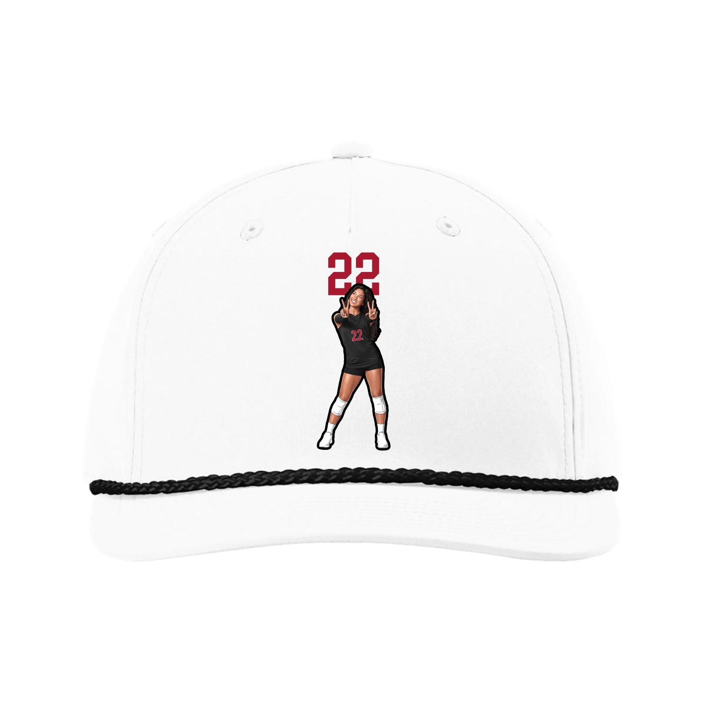 Five-Panel Classic Rope Cap — Number Top in White