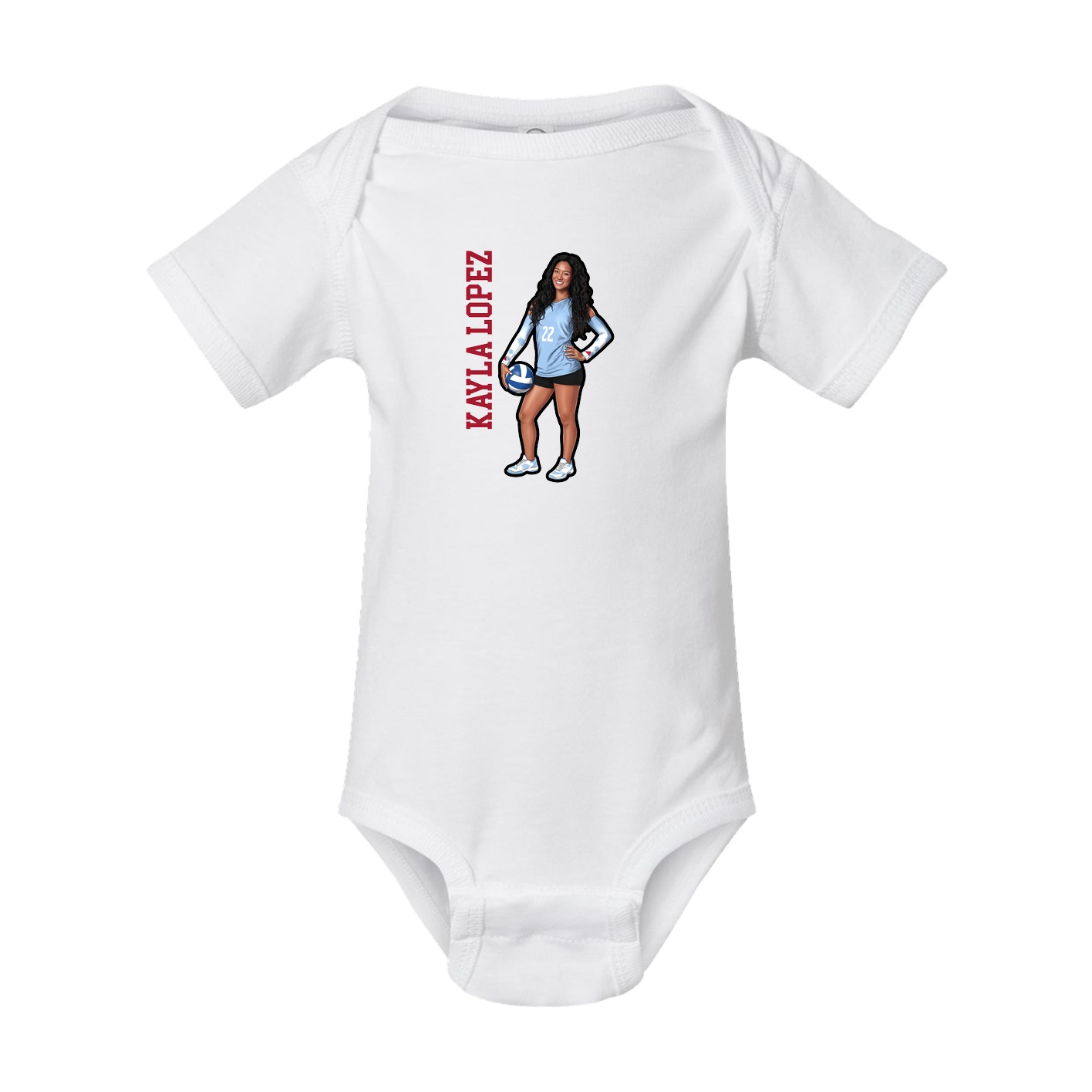 Baby Onesie — Name Vertical in White