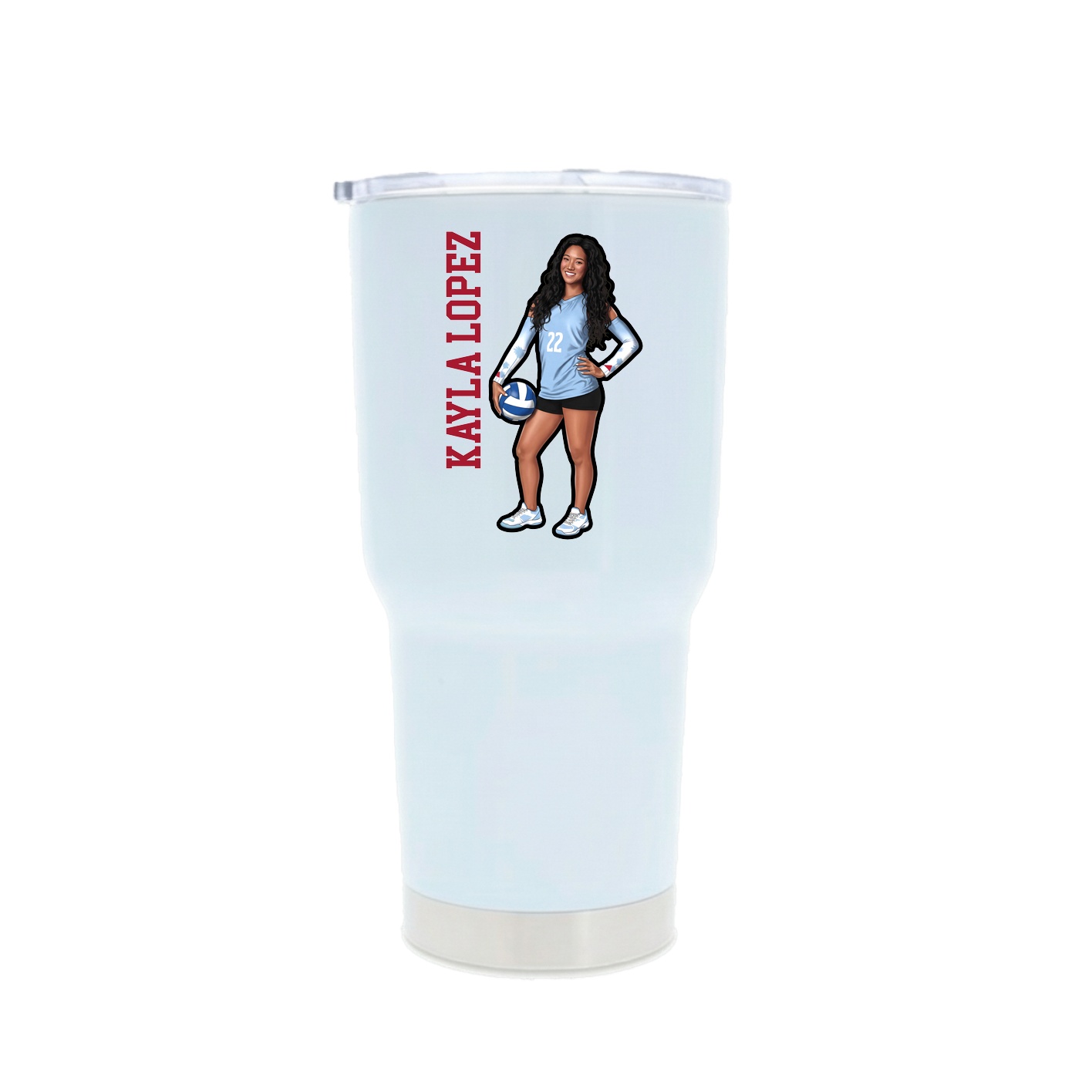 30oz Stainless Steel Tumbler — Name Vertical in White