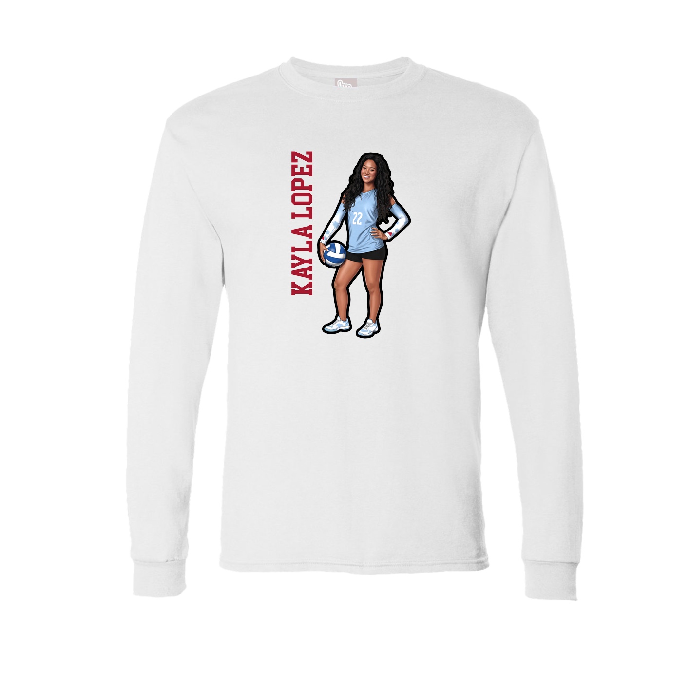 Long Sleeve Tee — Name Vertical in White