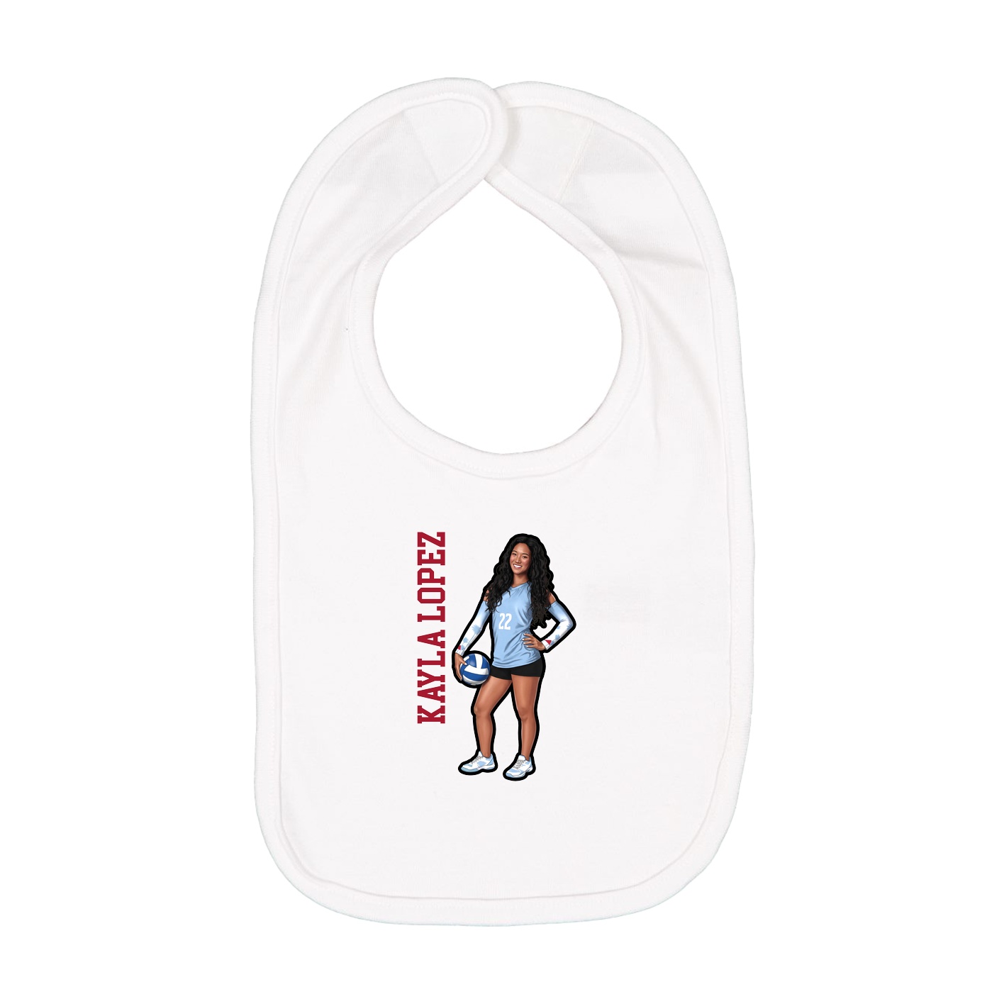 Infant Bib — Name Vertical in White