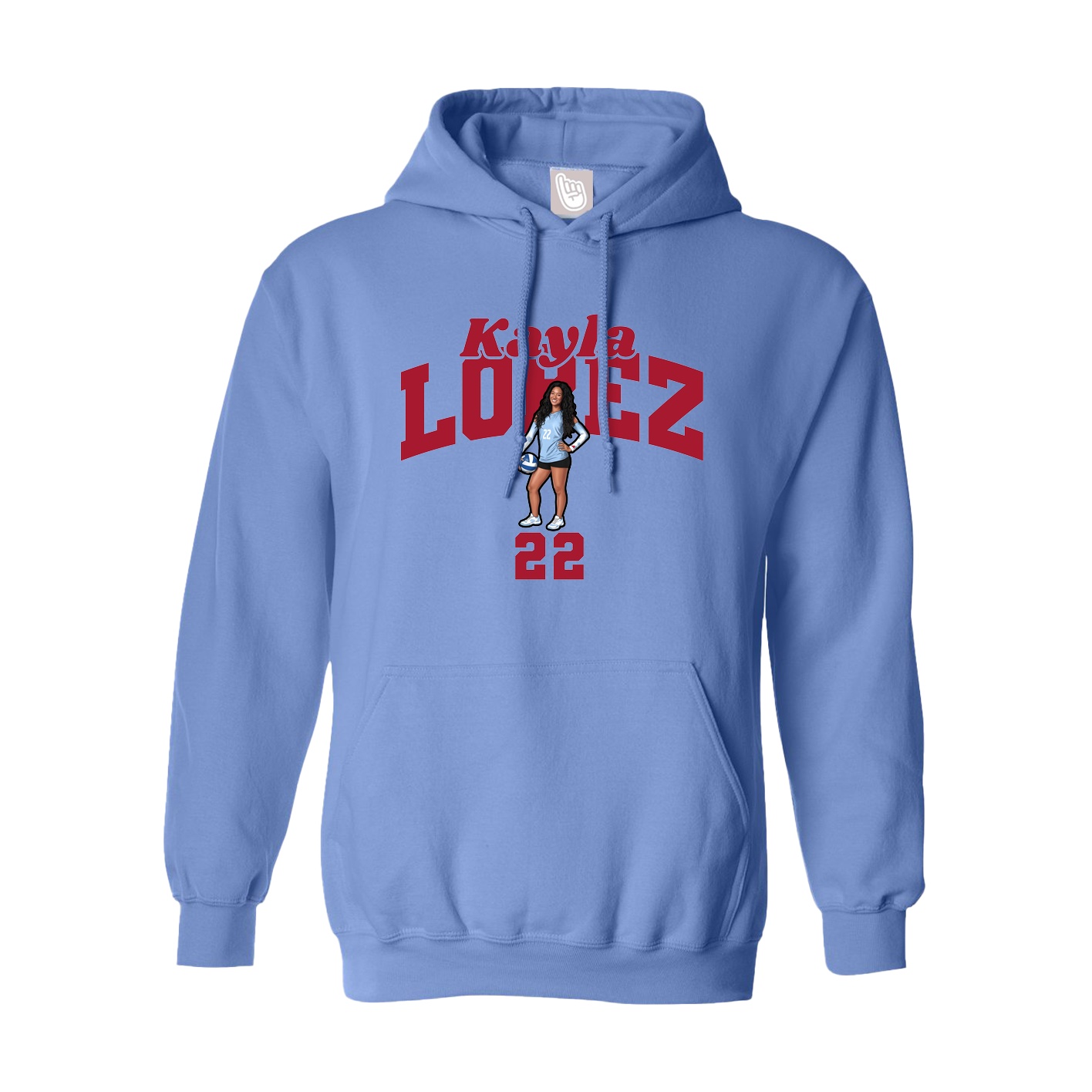 Youth Hoodie — Signature Arch in Powder Blue