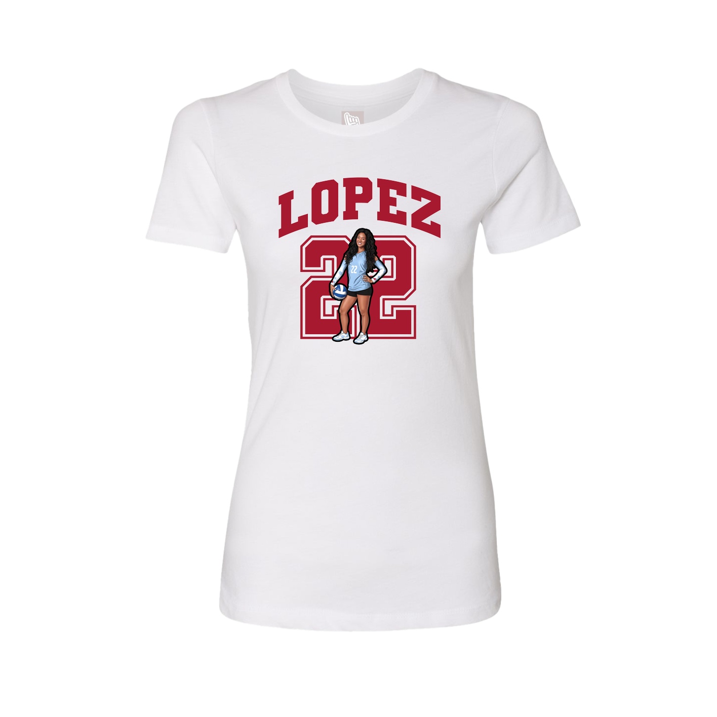 Fitted Women's Tee — Number in White
