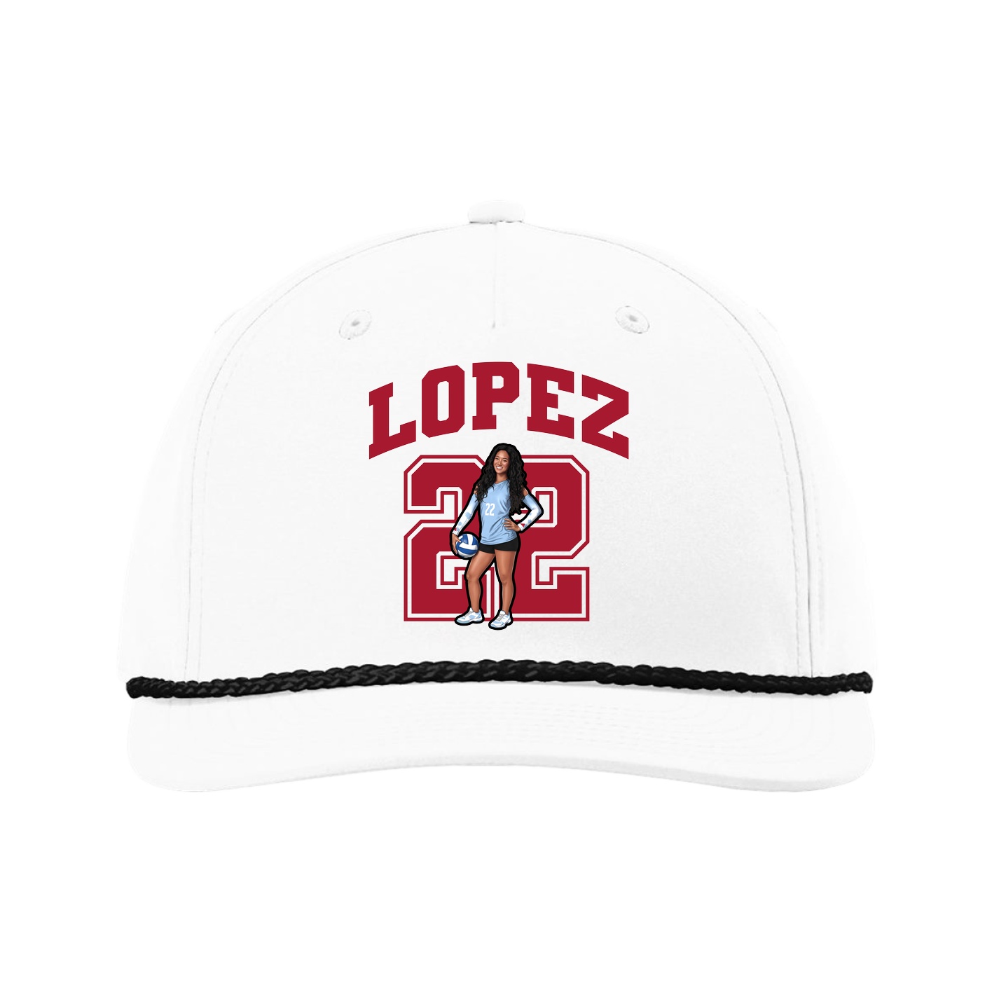 Five-Panel Classic Rope Cap — Number in White