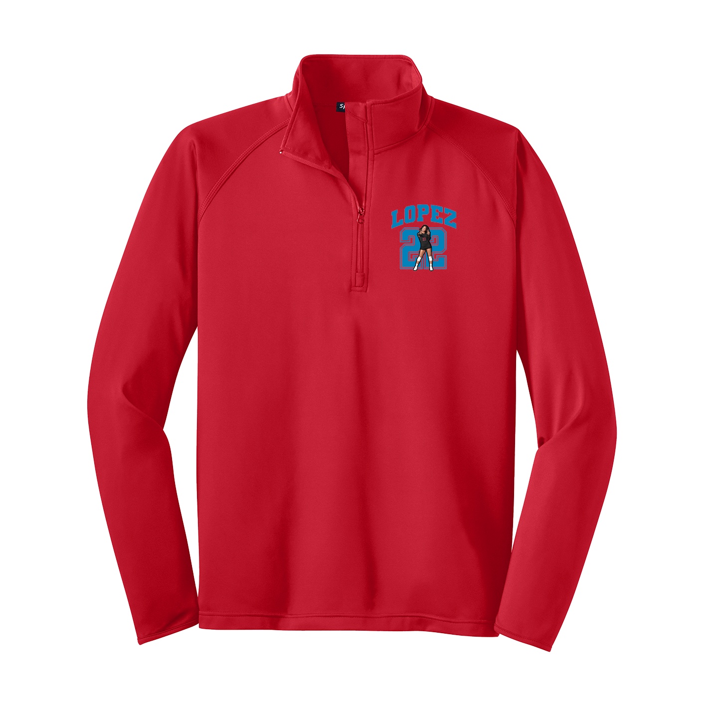 Q-Zip Pullover — Number in Red