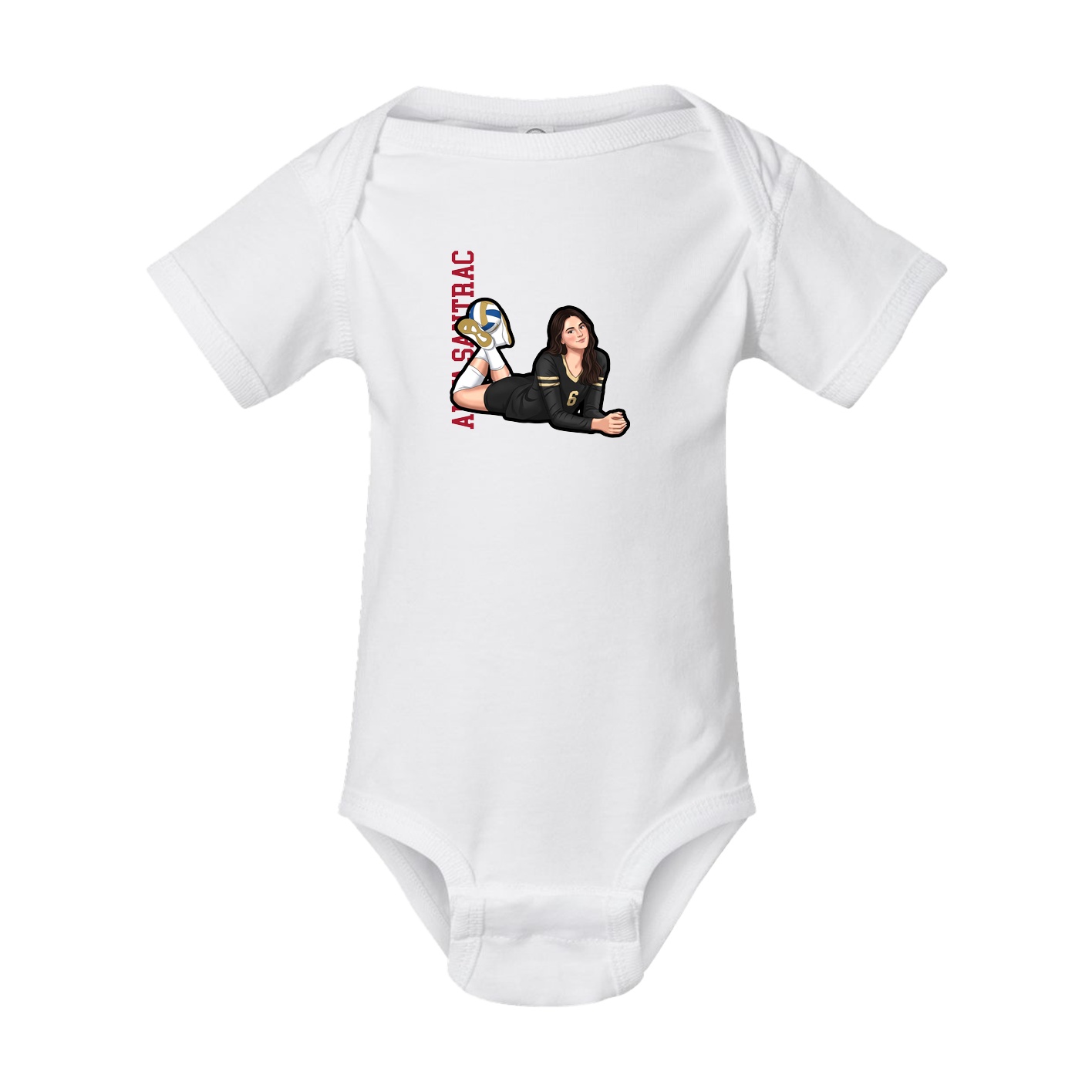 Baby Onesie — Name Vertical in White